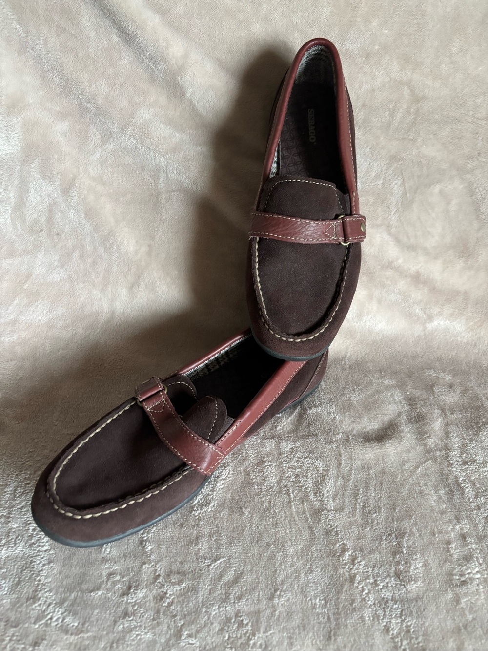 Sebago Women's Two-Tone Brown Suede & Leather Loafers 10M